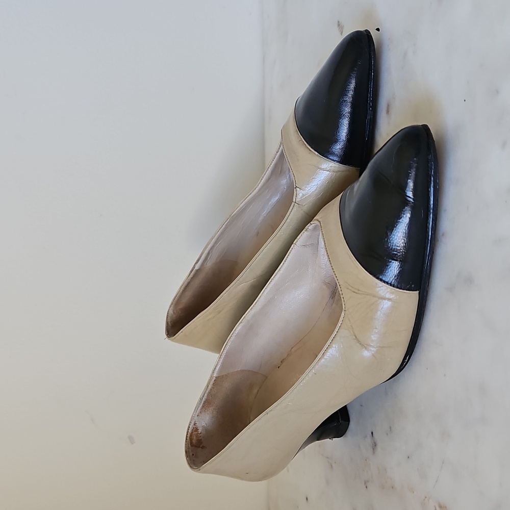 CHANEL: Vintage Classic Two Tone Block Heels
